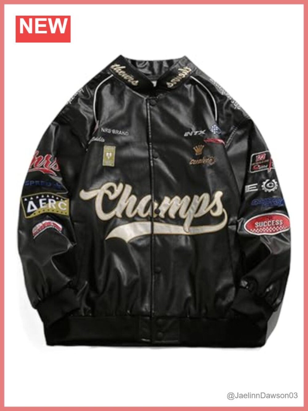 Faux Leather Oversized Motorcycle Racing Jacket Streetwear Biker Coat